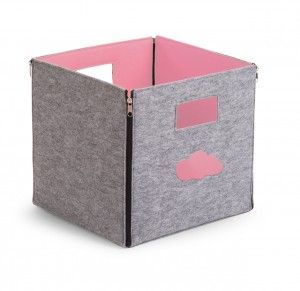 Childhome, Filcowe składane pudełko na zabawki szary i różowy 32x32x29