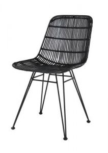 HK Living Krzesło rattanowe czarne RAT0011