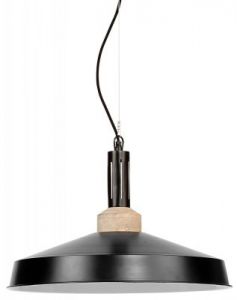 It's About RoMi Hanging lamp iron/wood Detroit round dia.51xh.28cm, black/natural DETROIT/H/B