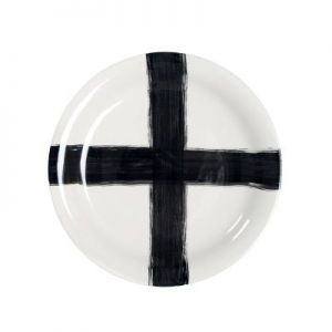 HK Living Ceramiczny talerz z wzorem krzyża CER0050