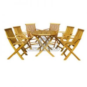 Hecht Meble Ogrodowe Basic Set 6 Stół + 6 Krzeseł Drewno