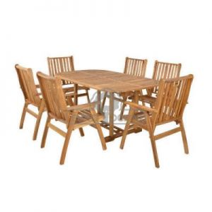 Hecht Meble Ogrodowe Rounded Set Stół + 6 Krzeseł Drewno