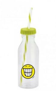 Zak! - Butelka ze słomką 550ml, zielona, Smiley
