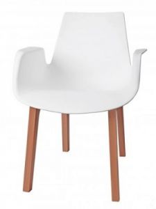 Krzesło Mokka białe, drewniane nogi