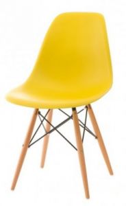 Krzesło P016W PP żółte, drewniane nogi