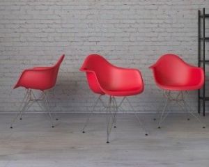 Krzesło P018PP czerwone chrom nogi HF