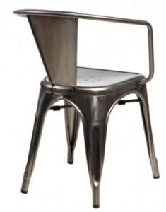 Krzesło Paris Arms w kolorze metalu insp irowane Tolix
