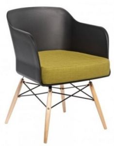 Krzesło Viva czarny z oliwkową poduszką