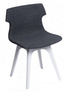 Krzesło Techno tapicerowane grafitowe, podstawa biała