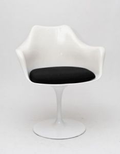 Krzesło TulAr białe/czarna poduszka