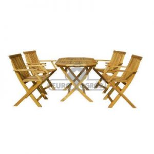Hecht Meble Ogrodowe Basic Set 4 Stół + 4 Krzesła Drewno